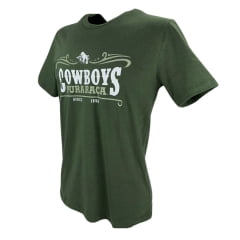 Camiseta Masculina Pura Raça Tema Country Manga Curta Cor: Verde Musgo Com Estampa Cowboys Ref.07.085.0062