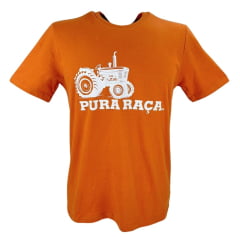 Camiseta Masculina Pura Raça Tema Farm Manga Curta Cor: Canela Com Estampa Trator Ref.07.085.0063