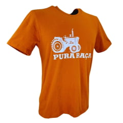 Camiseta Masculina Pura Raça Tema Farm Manga Curta Cor: Canela Com Estampa Trator Ref.07.085.0063