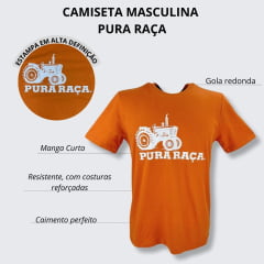 Camiseta Masculina Pura Raça Tema Farm Manga Curta Cor: Canela Com Estampa Trator Ref.07.085.0063