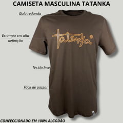 Camiseta Masculina Tatanka Marrom Logo Laranja - Ref.TTK M01