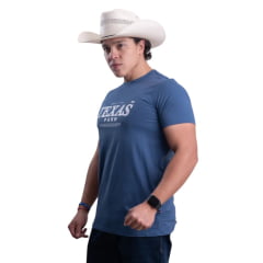 Camiseta Masculina Texas Farm Affinity Manga Curta Azul Intense Estampada Branco Ref:CM658
