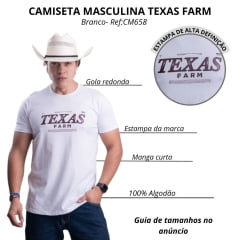 Camiseta Masculina Texas Farm Affinity Manga Curta Branco Estampada Marrom Ref:CM658