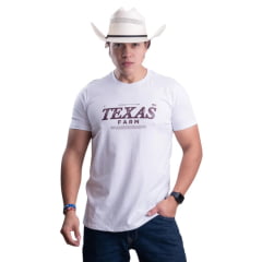 Camiseta Masculina Texas Farm Affinity Manga Curta Branco Estampada Marrom Ref:CM658