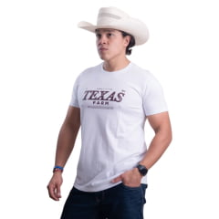 Camiseta Masculina Texas Farm Affinity Manga Curta Branco Estampada Marrom Ref:CM658