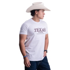 Camiseta Masculina Texas Farm Affinity Manga Curta Branco Estampada Marrom Ref:CM658