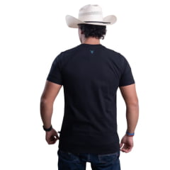 Camiseta Masculina Texas Farm Affinity Manga Curta Preto Estampada Azul Claro Ref:CM658