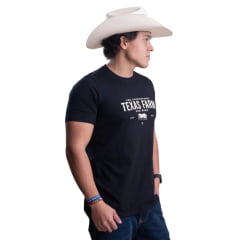 Camiseta Masculina Texas Farm Affinity Manga Curta Preto Estampado Creme Ref:CM660