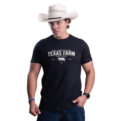 Camiseta Masculina Texas Farm Affinity Manga Curta Preto Estampado Creme Ref:CM660