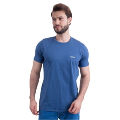 Camiseta Masculina Texas Farm Azul Intense Manga Curta Com Logo Pequeno Em Branco Ref.CM358