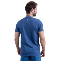 Camiseta Masculina Texas Farm Azul Intense Manga Curta Com Logo Pequeno Em Branco Ref.CM358