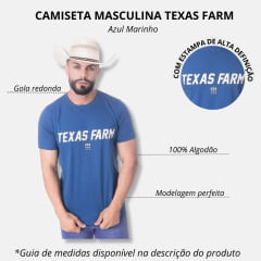 Camiseta Masculina Texas Farm Azul Marinho Manga Curta Com Logo Cinza Ref.CM111