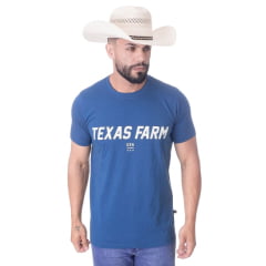 Camiseta Masculina Texas Farm Azul Marinho Manga Curta Com Logo Cinza Ref.CM111