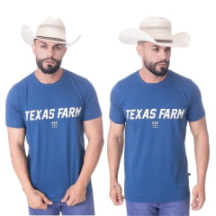 Camiseta Masculina Texas Farm Azul Marinho Manga Curta Com Logo Cinza Ref.CM111