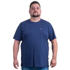 Camiseta Masculina Texas Farm Azul Marinho Plus Size Manga Curta Logo Pequena Ref:CM143