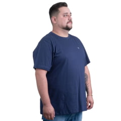 Camiseta Masculina Texas Farm Azul Marinho Plus Size Manga Curta Logo Pequena Ref:CM143