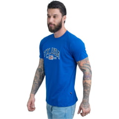 Camiseta Masculina Texas Farm Azul Royal Manga Curta Com Logo Aplicada USA Ref:CM552