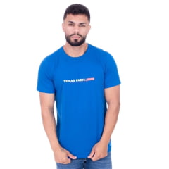 Camiseta Masculina Texas Farm Azul Royal Manga Curta Com Logo Escrita Em Branco REF: CM437