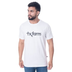 Camiseta Masculina Texas Farm Branca  Estampa Marrom - Ref. CM258