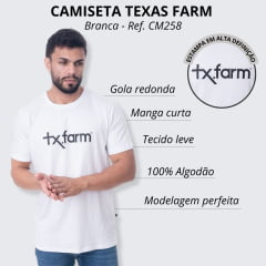 Camiseta Masculina Texas Farm Branca  Estampa Marrom - Ref. CM258