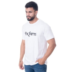 Camiseta Masculina Texas Farm Branca  Estampa Marrom - Ref. CM258