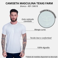 Camiseta Masculina Texas Farm Branca Manga Curta Com Logo REF: CM618