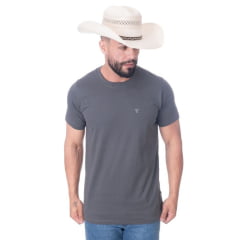 Camiseta Masculina Texas Farm Cinza Médio Manga Curta Com Logo Em Branco REF: CM143