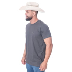 Camiseta Masculina Texas Farm Cinza Médio Manga Curta Com Logo Em Branco REF: CM143