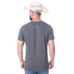 Camiseta Masculina Texas Farm Cinza Médio Manga Curta Com Logo Em Branco REF: CM143