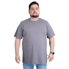 Camiseta Masculina Texas Farm Cinza Plus Size Manga Curta Logo Pequena Ref:CM143