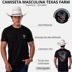 Camiseta Masculina Texas Farm Draw Preto Estampa Frente e Costas Ref:CM697