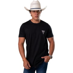Camiseta Masculina Texas Farm Draw Preto Estampa Frente e Costas Ref:CM697