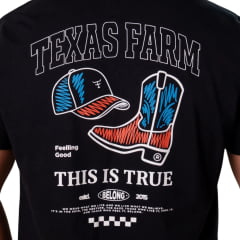 Camiseta Masculina Texas Farm Draw Preto Estampa Frente e Costas Ref:CM697