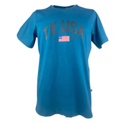 Camiseta Masculina Texas Farm Manga Curta American Tour Azul Petróleo Ref:CM479