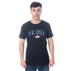 Camiseta Masculina Texas Farm Manga Curta American Tour Preto Ref:CM479