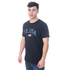 Camiseta Masculina Texas Farm Manga Curta American Tour Preto Ref:CM479