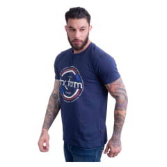 Camiseta Masculina Texas Farm Manga Curta Azul Marinho Com Logo Branco Grande REF: CM581