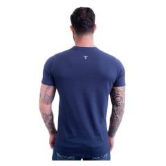 Camiseta Masculina Texas Farm Manga Curta Azul Marinho Com Logo Branco Grande REF: CM581