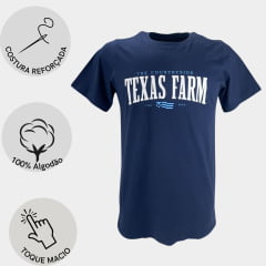 Camiseta Masculina Texas Farm Manga Curta Azul Marinho/Preto/Branco Com Logo Ref:CM401 - Escolha a cor