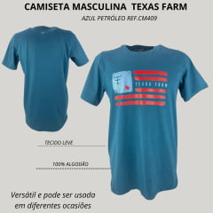 Camiseta Masculina Texas Farm Manga Curta Ref:CM409 - Escolha a cor