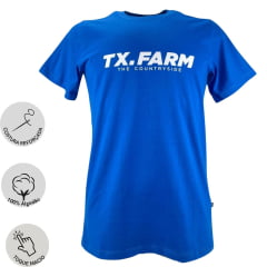 Camiseta Masculina Texas Farm Manga Curta Azul Royal Com Logo Branco Ref:CM354