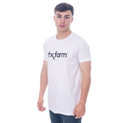 Camiseta Masculina Texas Farm Manga Curta Off White Com Logo Marrom