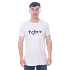 Camiseta Masculina Texas Farm Manga Curta Off White Com Logo Marrom
