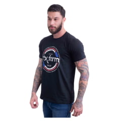 Camiseta Masculina Texas Farm Manga Curta Preta Com Logo Branco Grande REF: CM581