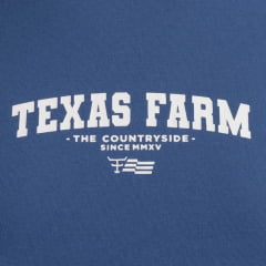 Camiseta Masculina Texas Farm Manga Curta Azul Intense Com Logo Estampado Ref:CM633