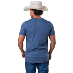Camiseta Masculina Texas Farm Manga Curta Azul Intense Logo Cinza REF:CM692