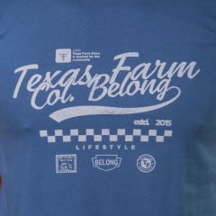 Camiseta Masculina Texas Farm Manga Curta Azul Intense Logo Cinza REF:CM692