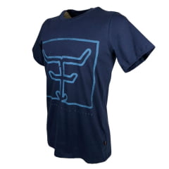 Camiseta Masculina Texas Farm Manga Curta Azul Marinho com Estampa Azul  Claro Ref.CM112