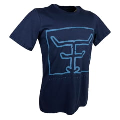 Camiseta Masculina Texas Farm Manga Curta Azul Marinho com Estampa Azul  Claro Ref.CM112