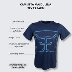 Camiseta Masculina Texas Farm Manga Curta Azul Marinho com Estampa Azul  Claro Ref.CM112